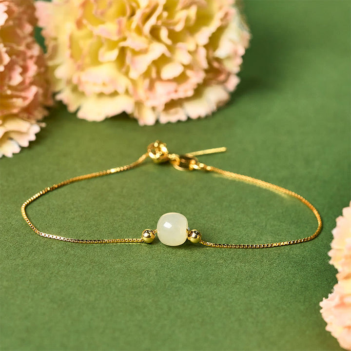 Bracciale a catena con perline di giada naturale in argento sterling 925 Buddha Stones - image 14