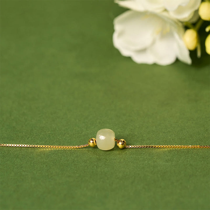 Bracciale a catena con perline di giada naturale in argento sterling 925 Buddha Stones - image 15