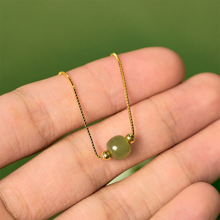 Bracciale a catena con perline di giada naturale in argento sterling 925 Buddha Stones - image 2