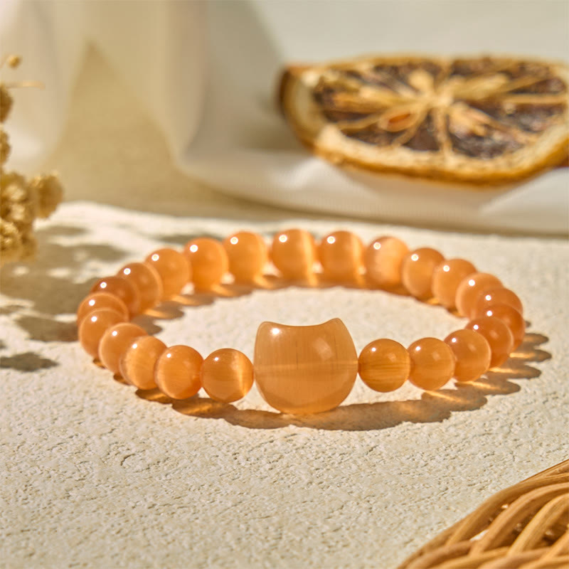 Braccialetto di perline spirituali con testa di Buddha Stones, occhio di gatto rosa e occhio di gatto bianco - image 17