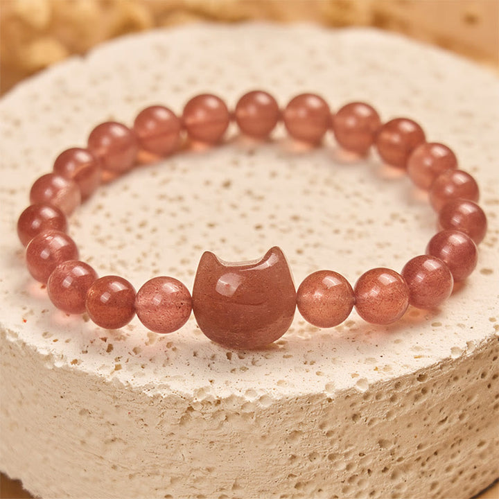 Braccialetto positivo curativo per gatti in quarzo fragola naturale Buddha Stones - image 1