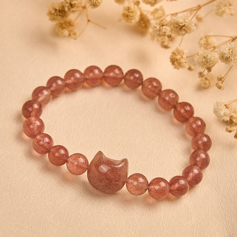 Braccialetto positivo curativo per gatti in quarzo fragola naturale Buddha Stones - image 2