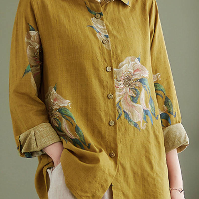 Abbigliamento in cotone con stampa floreale artistica letteraria di Buddha Stones - image 10