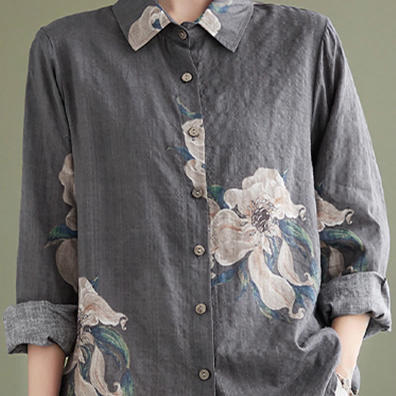 Abbigliamento in cotone con stampa floreale artistica letteraria di Buddha Stones - image 27