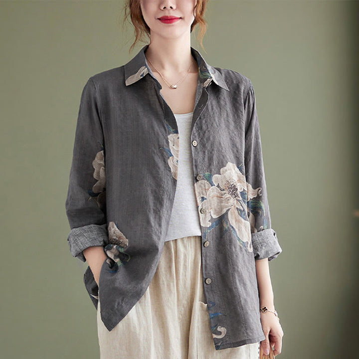 Abbigliamento in cotone con stampa floreale artistica letteraria di Buddha Stones - image 23