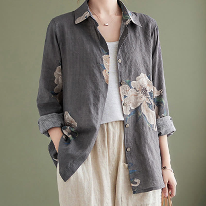 Abbigliamento in cotone con stampa floreale artistica letteraria di Buddha Stones - Grigio - US8-10, UK/AU12-14, EU40-42 (2XL) - image 21