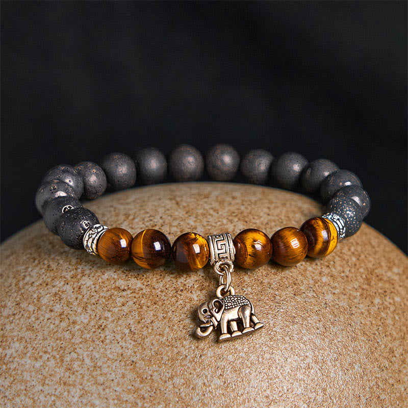Braccialetto curativo con motivo animale, perline di cristallo di rocca lavica nera Buddha Stones - image 2