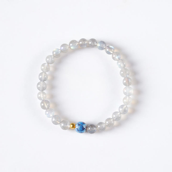 Braccialetto di charme Buddha Stones Natural Moonstone Lotus Love - image 7