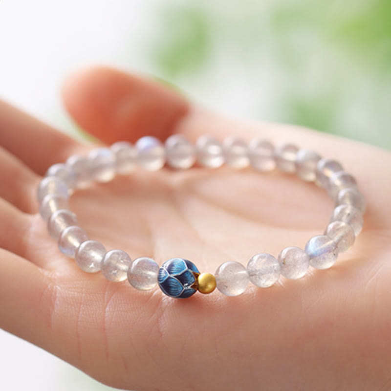 Braccialetto di charme Buddha Stones Natural Moonstone Lotus Love - image 3