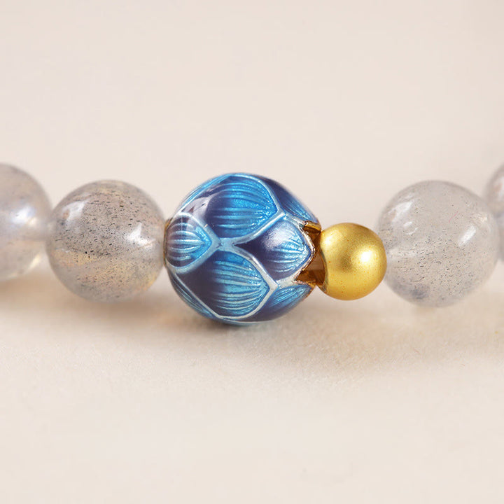 Braccialetto di charme Buddha Stones Natural Moonstone Lotus Love - image 9