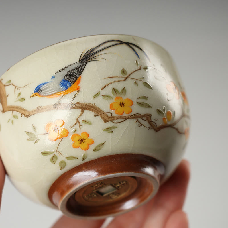 Buddha Stones Uccello sui rami Moneta di rame Tazza da tè Tazza da tè Kung Fu - image 4