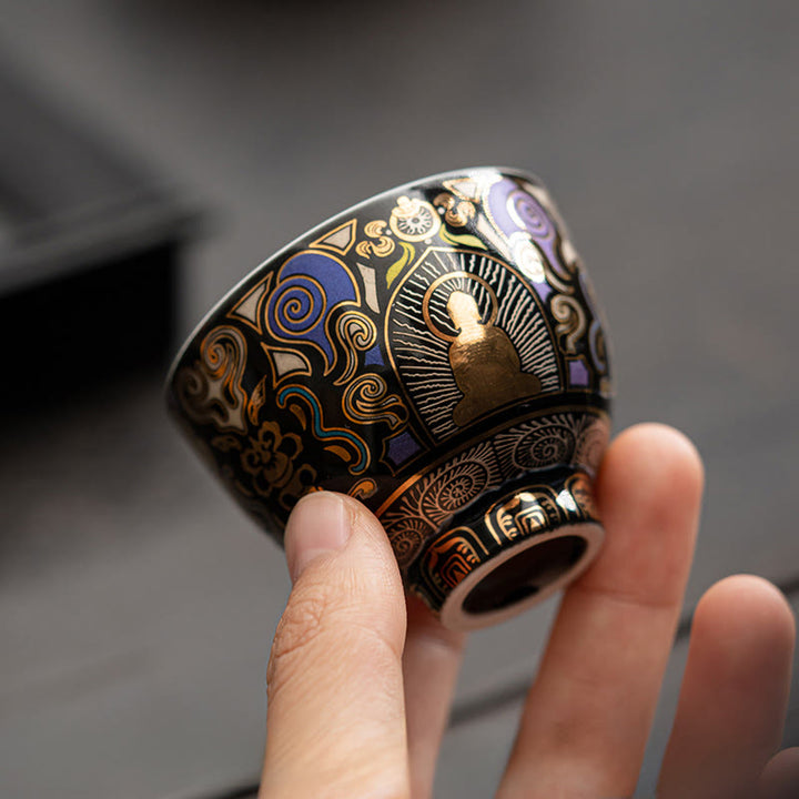 Buddha Stones Thangka nero Buddha Nuvole di buon auspicio Tazza da tè Tazza da tè Kung Fu - image 6