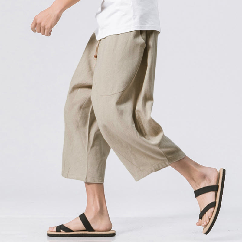 Pantaloni da uomo con coulisse, lunghezza 7-8, casual, semplici e semplici, con tasche, modello Buddha Stones - image 13