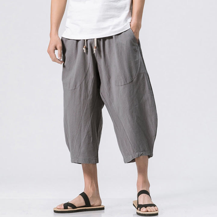 Pantaloni da uomo con coulisse, lunghezza 7-8, casual, semplici e semplici, con tasche, modello Buddha Stones - Grigio chiaro - US/UK/AU46, EU56 (5XL) - image 0