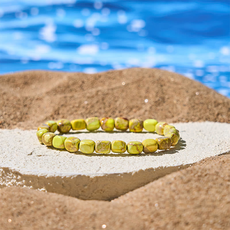 Bracciale antistress con perline ovali e quadrate in pietra dell'imperatore naturale colorato Buddha Stones - image 12