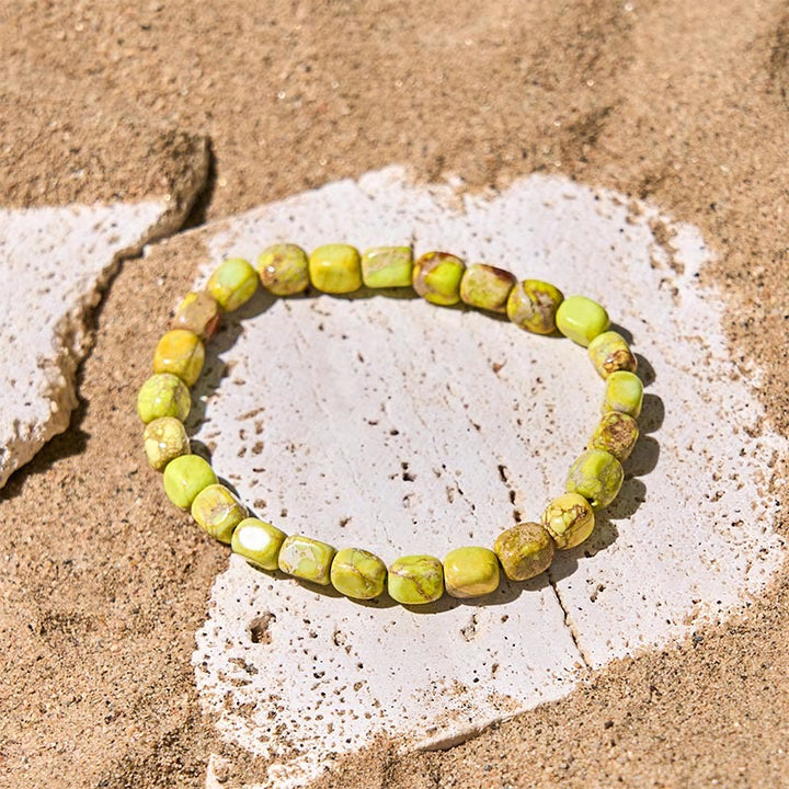 Bracciale antistress con perline ovali e quadrate in pietra dell'imperatore naturale colorato Buddha Stones - Pietra verde dell'imperatore (circonferenza del polso: 15-17 cm) - image 10