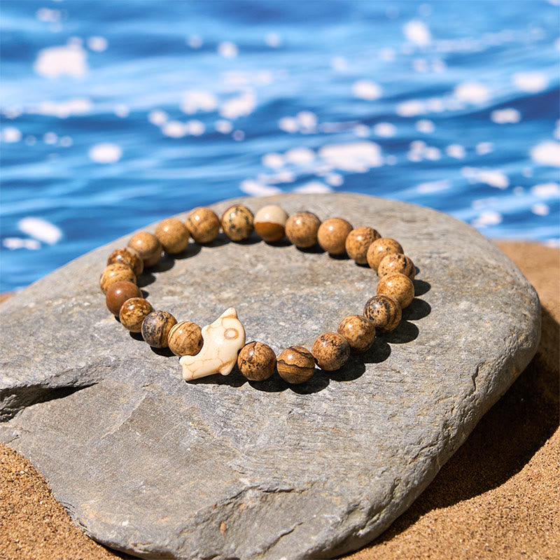 Buddha Stones Pietre naturali varie Bracciale dell'equilibrio spirituale delfino - image 2