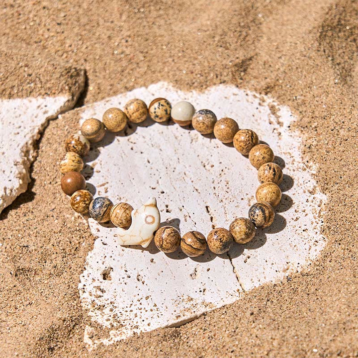 Buddha Stones Pietre naturali varie Bracciale dell'equilibrio spirituale delfino - image 1