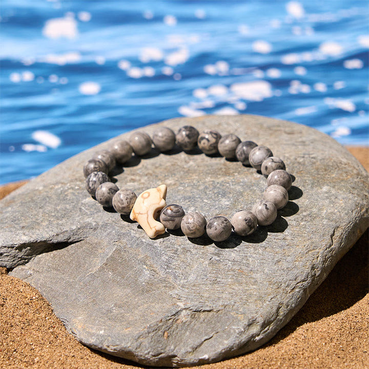 Buddha Stones Pietre naturali varie Bracciale dell'equilibrio spirituale delfino - image 18