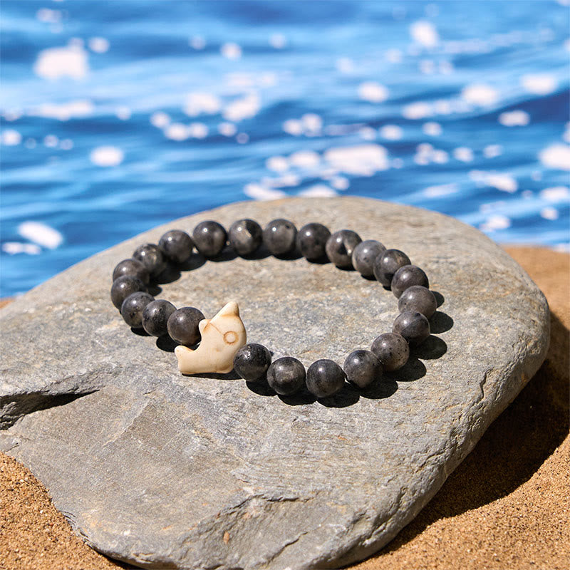 Buddha Stones Pietre naturali varie Bracciale dell'equilibrio spirituale delfino - image 22