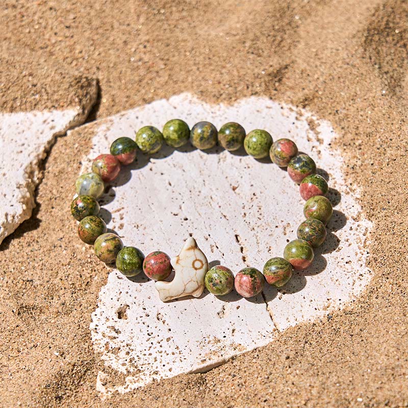 Buddha Stones Pietre naturali varie Bracciale dell'equilibrio spirituale delfino - image 25