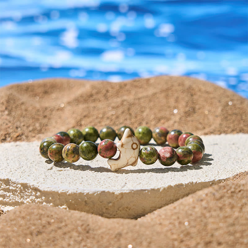 Buddha Stones Pietre naturali varie Bracciale dell'equilibrio spirituale delfino - Unakite (circonferenza del polso: 15-18 cm) - image 24