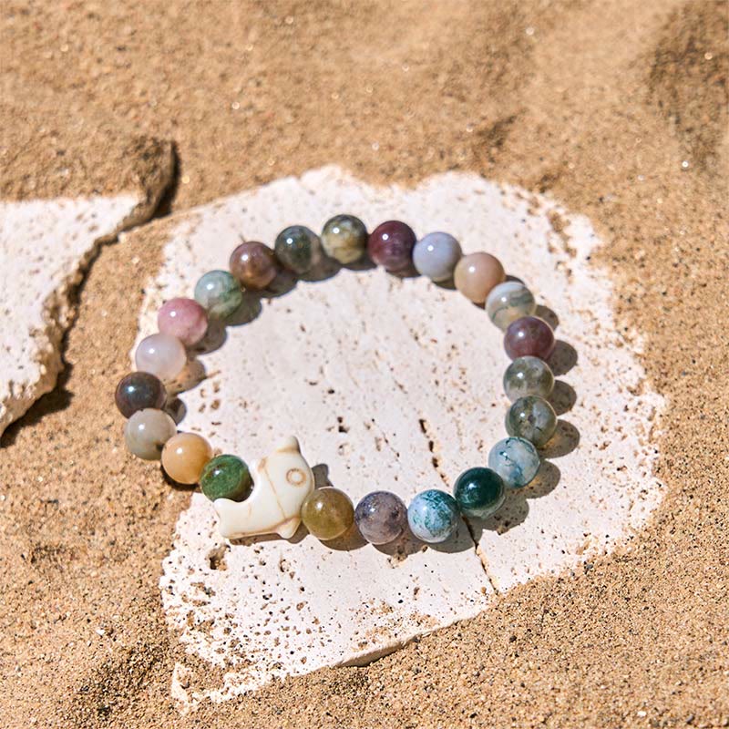 Buddha Stones Pietre naturali varie Bracciale dell'equilibrio spirituale delfino - image 29