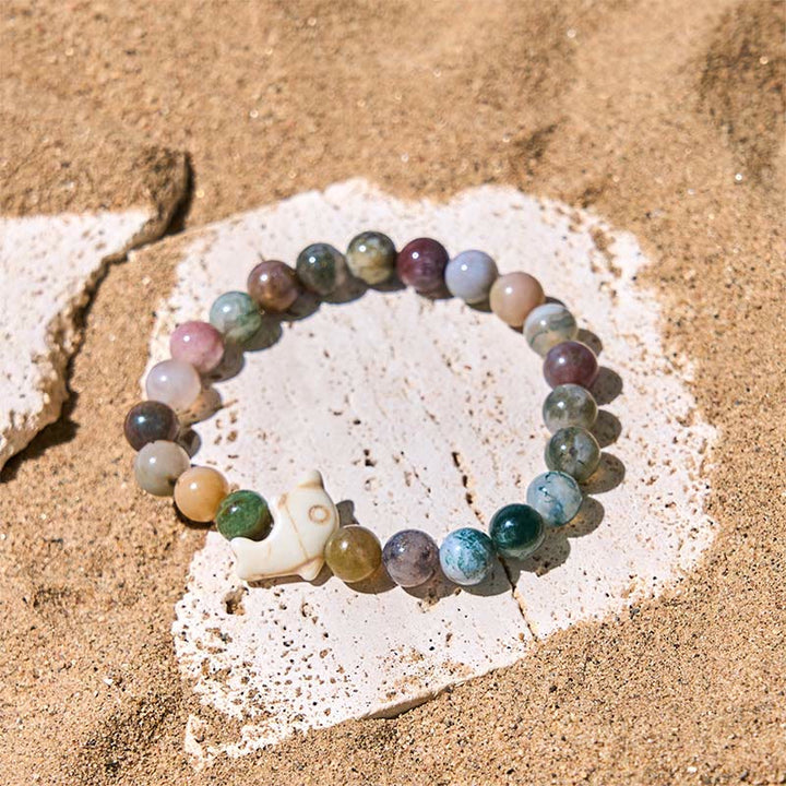 Buddha Stones Pietre naturali varie Bracciale dell'equilibrio spirituale delfino - image 29