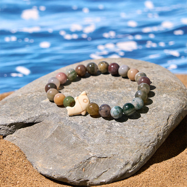 Buddha Stones Pietre naturali varie Bracciale dell'equilibrio spirituale delfino - image 30