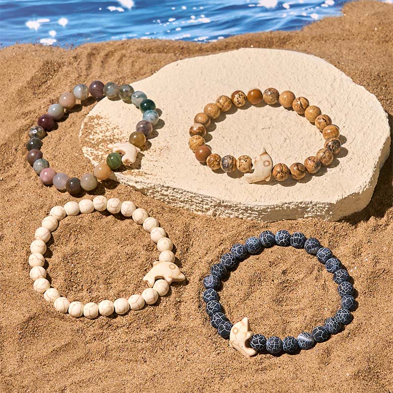 Buddha Stones Pietre naturali varie Bracciale dell'equilibrio spirituale delfino - image 33