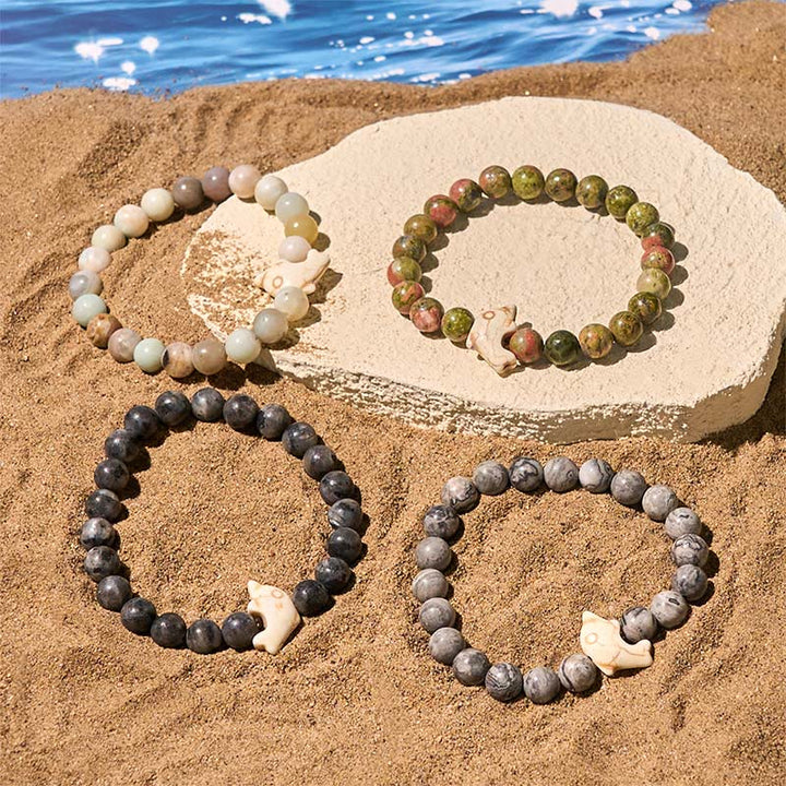 Buddha Stones Pietre naturali varie Bracciale dell'equilibrio spirituale delfino - image 32