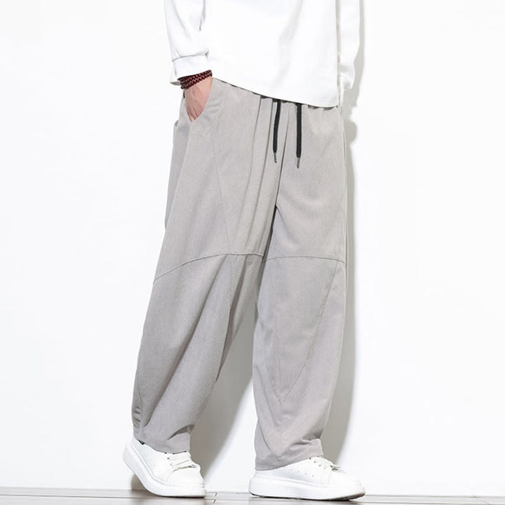 Pantaloni harem da uomo in velluto a coste di cotone con tasche e coulisse in tinta unita con motivo Buddha Stones - image 14