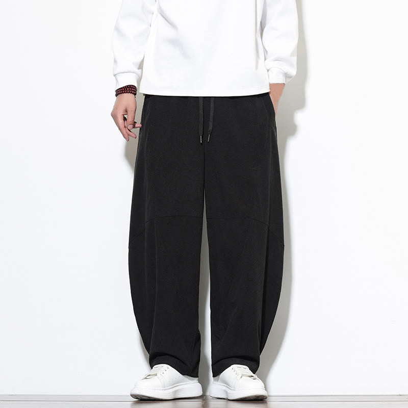 Pantaloni harem da uomo in velluto a coste di cotone con tasche e coulisse in tinta unita con motivo Buddha Stones - Nero - US/UK/AU46, EU56 (5XL) - image 20