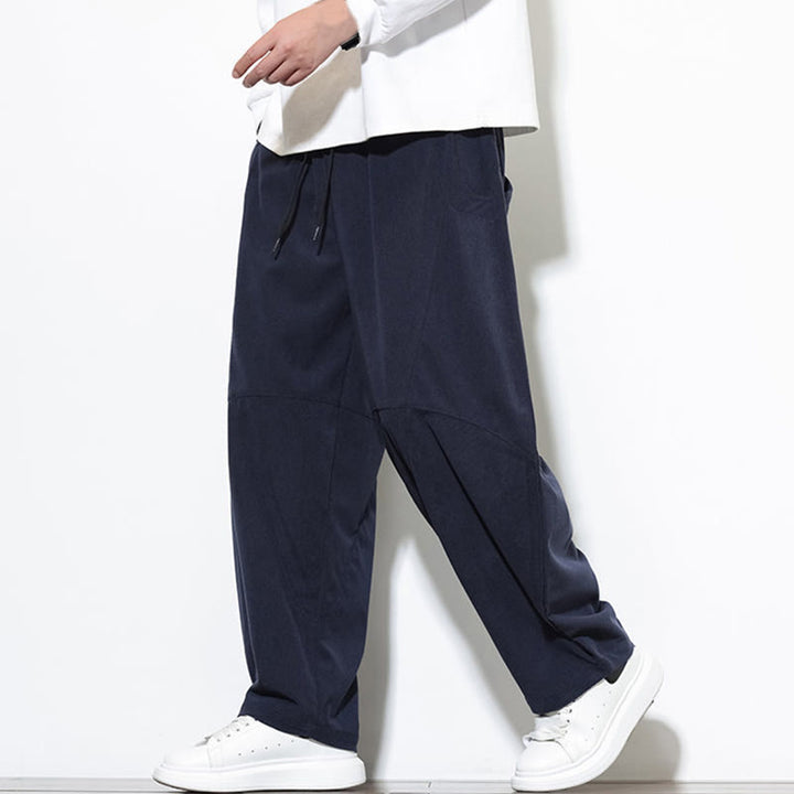 Pantaloni harem da uomo in velluto a coste di cotone con tasche e coulisse in tinta unita con motivo Buddha Stones - image 6