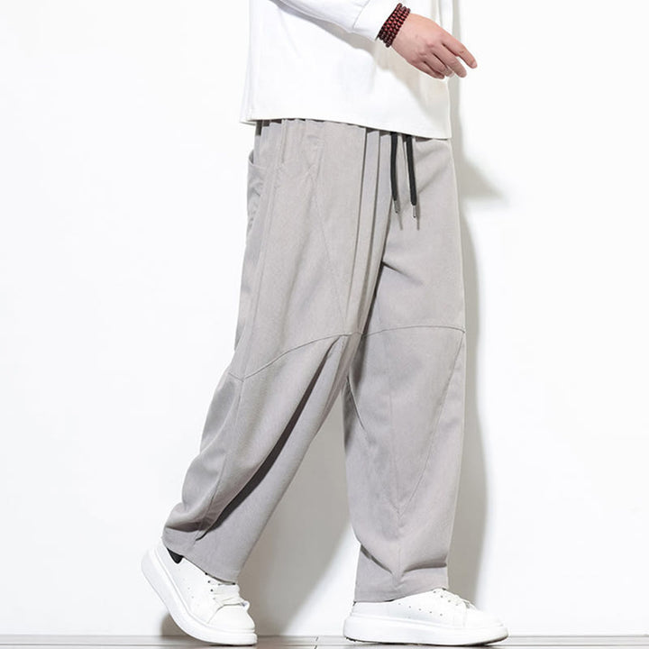 Pantaloni harem da uomo in velluto a coste di cotone con tasche e coulisse in tinta unita con motivo Buddha Stones - image 15
