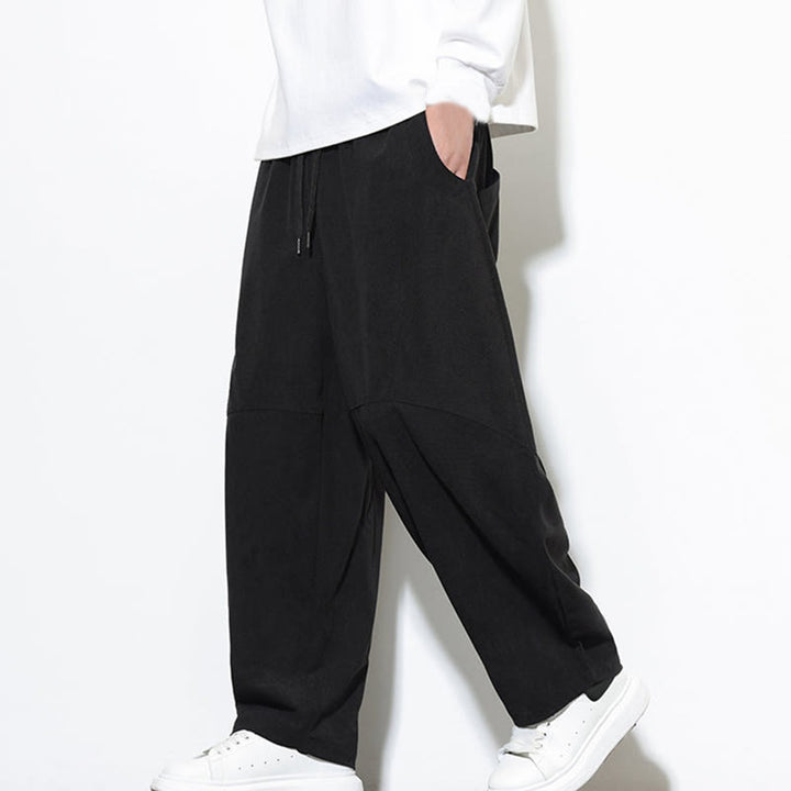 Pantaloni harem da uomo in velluto a coste di cotone con tasche e coulisse in tinta unita con motivo Buddha Stones - image 25