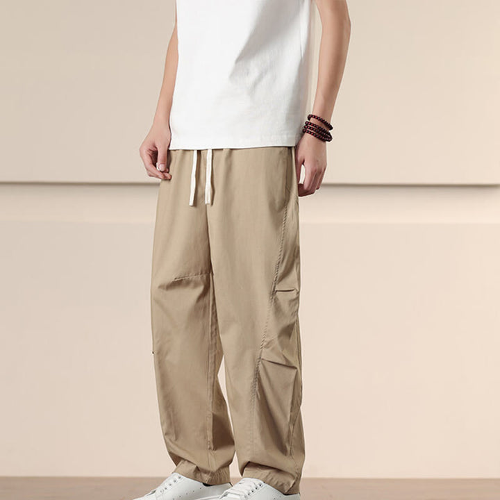 Pantaloni harem da uomo con coulisse e tasche Buddha Stones Commute Spring tinta unita - image 4