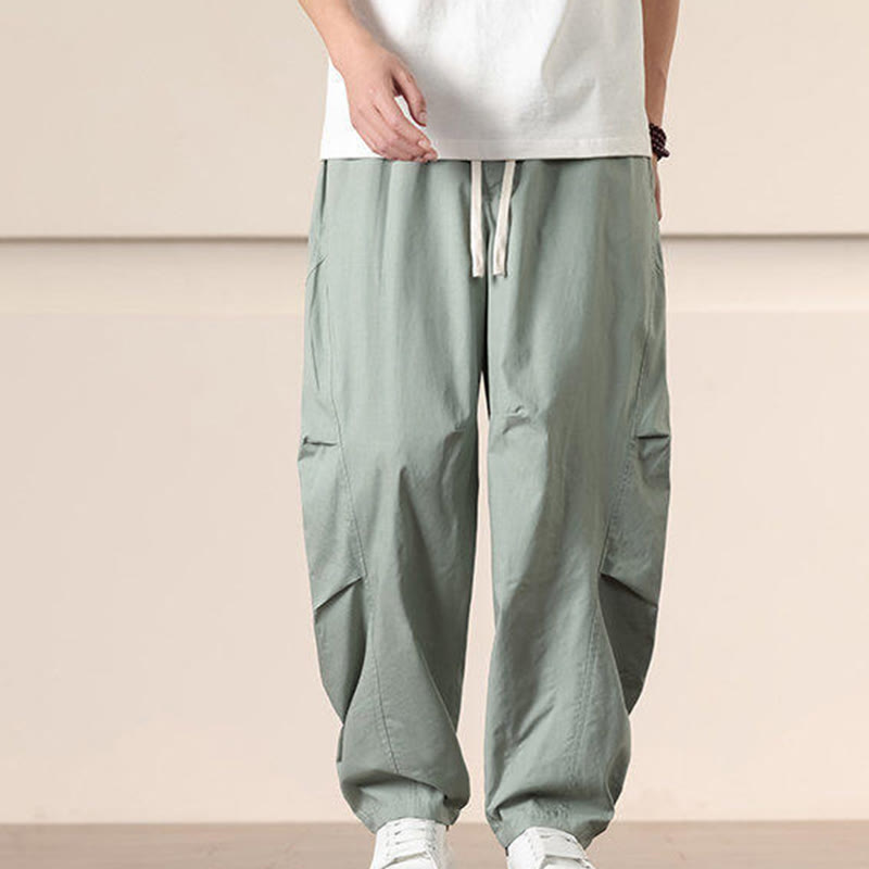 Pantaloni harem da uomo con coulisse e tasche Buddha Stones Commute Spring tinta unita - image 18