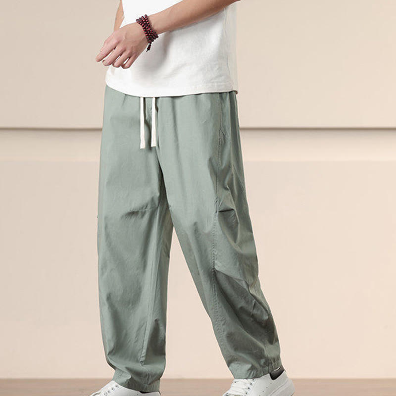 Pantaloni harem da uomo con coulisse e tasche Buddha Stones Commute Spring tinta unita - image 19