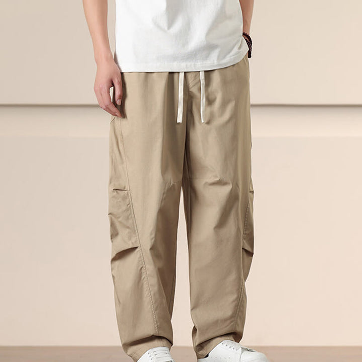 Pantaloni harem da uomo con coulisse e tasche Buddha Stones Commute Spring tinta unita - image 1