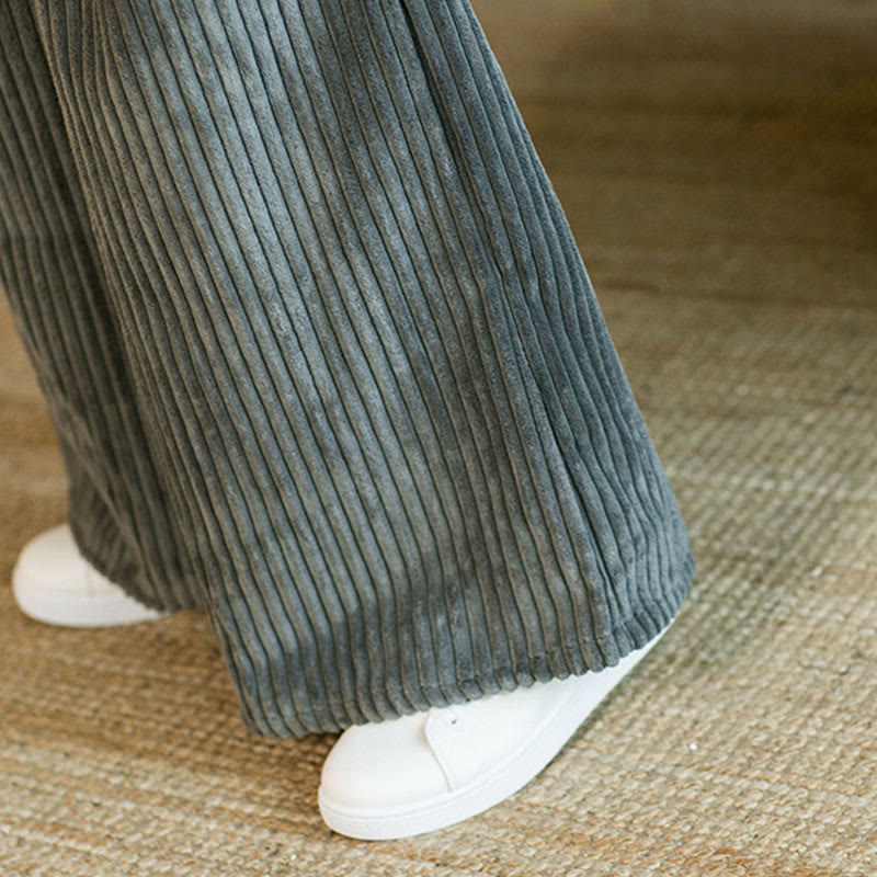 Pantaloni da uomo in velluto a coste di cotone a gamba larga con coulisse e tasche Buddha Stones Commute - image 27