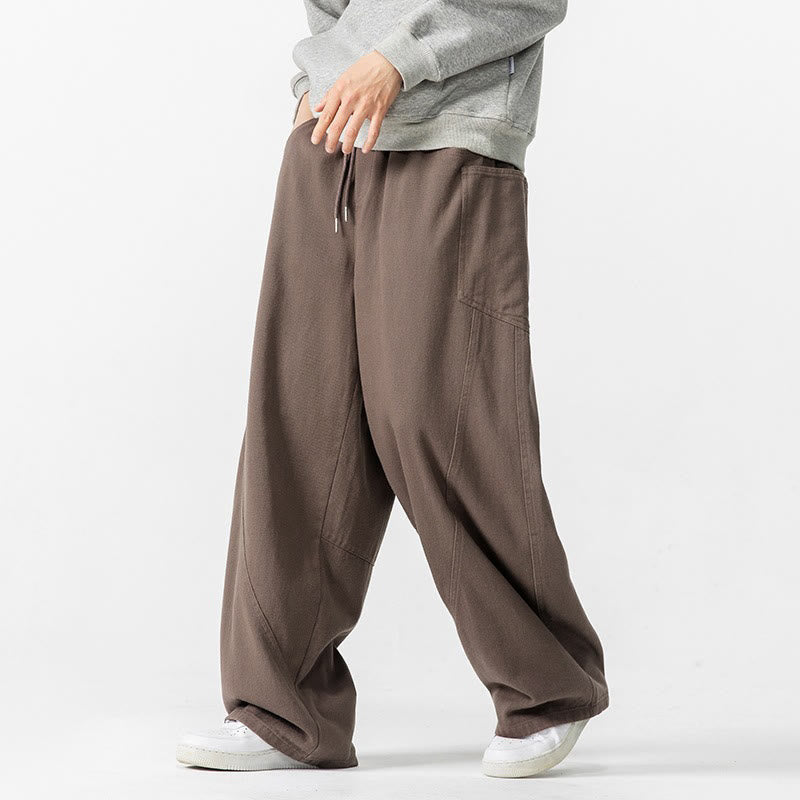 Pantaloni da uomo in cotone con coulisse e tasche, Buddha Stones Fall Pure Color - Siena - US/UK/AU46, EU56 (5XL) - image 0