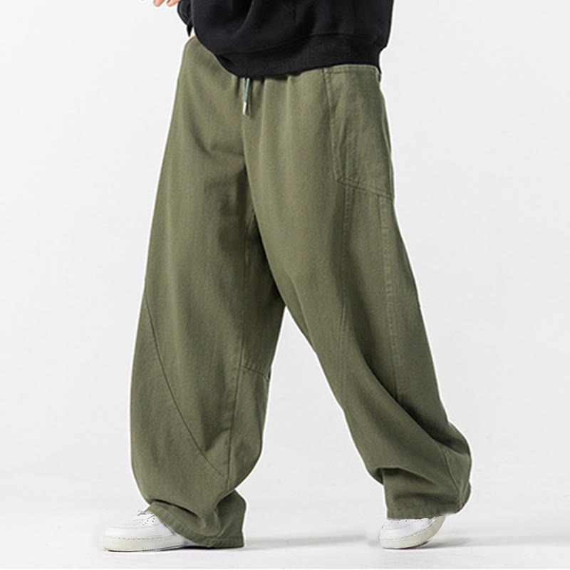 Pantaloni da uomo in cotone con coulisse e tasche, Buddha Stones Fall Pure Color - image 9