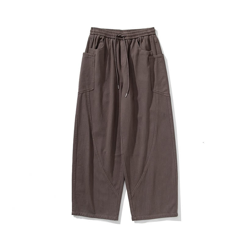 Pantaloni da uomo in cotone con coulisse e tasche, Buddha Stones Fall Pure Color - image 7