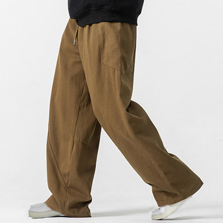 Pantaloni da uomo in cotone con coulisse e tasche, Buddha Stones Fall Pure Color - image 24