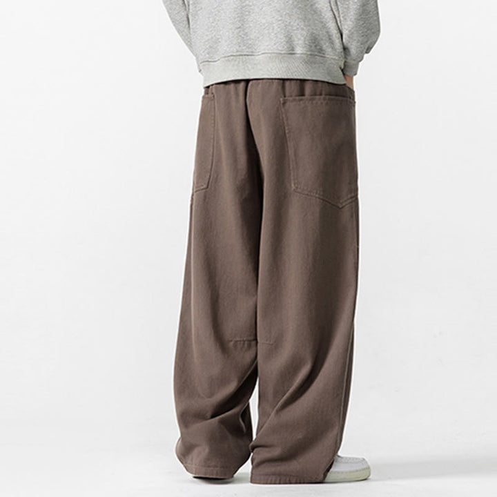 Pantaloni da uomo in cotone con coulisse e tasche, Buddha Stones Fall Pure Color - image 5