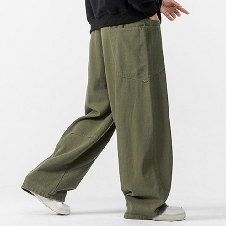 Pantaloni da uomo in cotone con coulisse e tasche, Buddha Stones Fall Pure Color - image 11