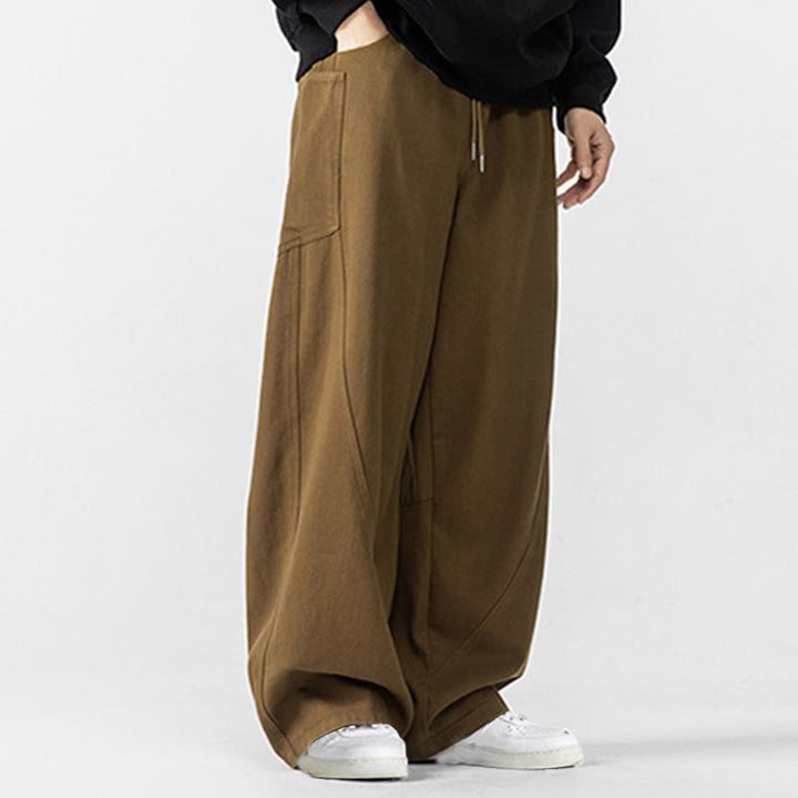 Pantaloni da uomo in cotone con coulisse e tasche, Buddha Stones Fall Pure Color - image 22