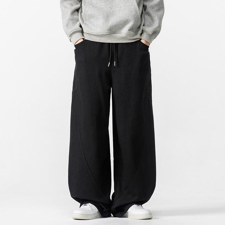 Pantaloni da uomo in cotone con coulisse e tasche, Buddha Stones Fall Pure Color - Nero - US/UK/AU46, EU56 (5XL) - image 25