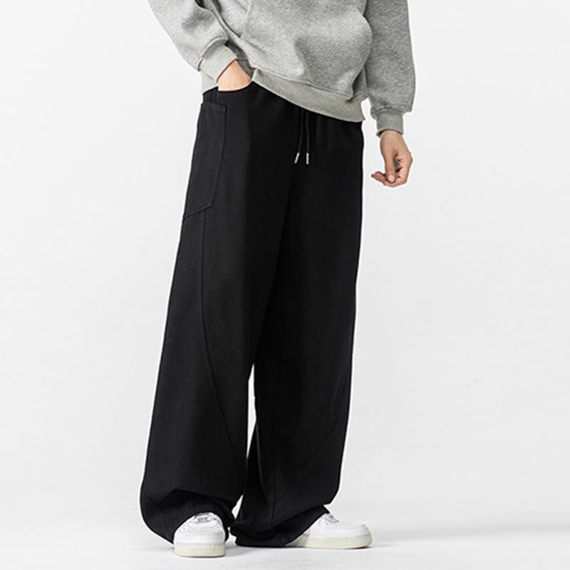 Pantaloni da uomo in cotone con coulisse e tasche, Buddha Stones Fall Pure Color - image 32